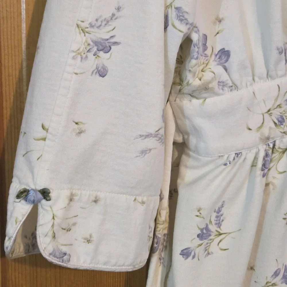 Vintage 1990s Crabtree & Evelyn Freesia Botanical Floral Cotton Robe  Sz S